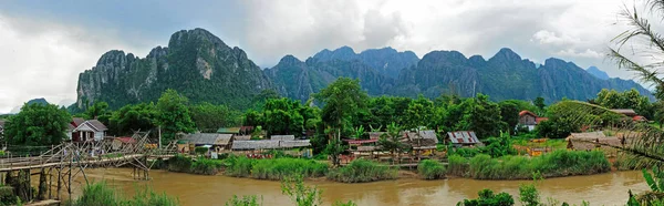 Panorama Vang Vieng Laos — Zdjęcie stockowe