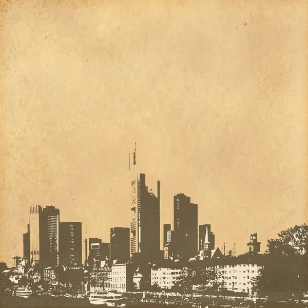 Grunge Képet Városkép Régi Papír — Stock Fotó