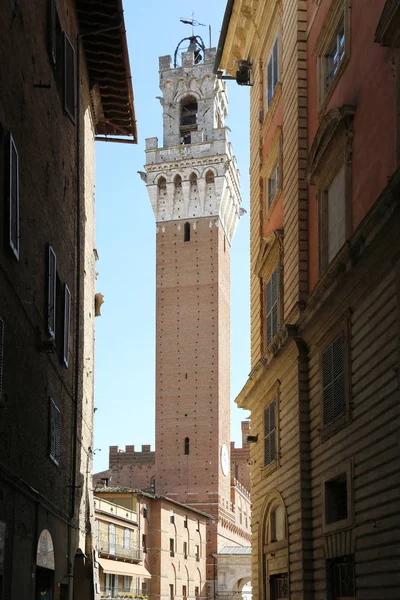 Torre Del Mangia Palazzo Pubblico Siena — стоковое фото