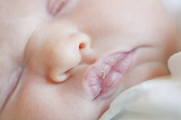 Close Face Beautiful Newborn Baby Girl — Stock Photo, Image