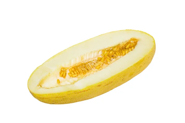 Halve Meloen Geïsoleerd Witte Achtergrond — Stockfoto