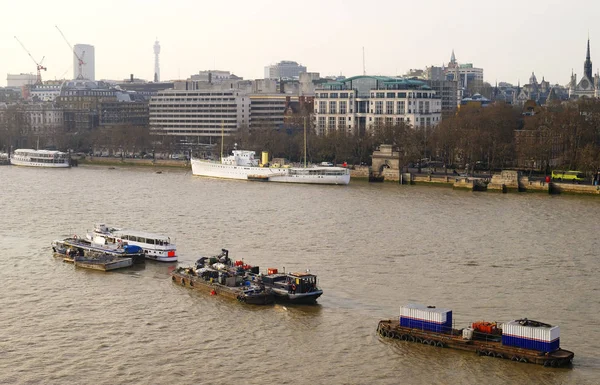 Vista Del Río Támesis Desde Orilla Sur Hasta Ciudad Londres —  Fotos de Stock