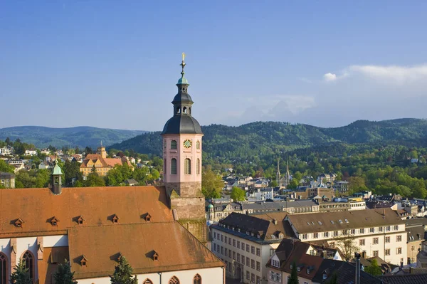 Panorama Miasta Kolegialnym Kościołem Baden Baden — Zdjęcie stockowe