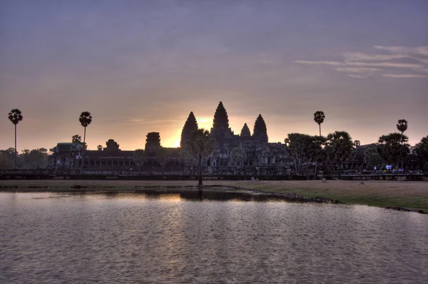Angkor Wat Bij Zonsopgang Vlakbij Siem Riep Cambodja — Stockfoto