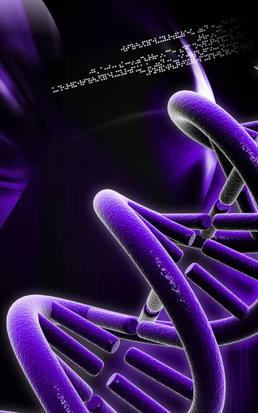 Digitale Illustration Dna Struktur Farbigen Hintergrund — Stockfoto