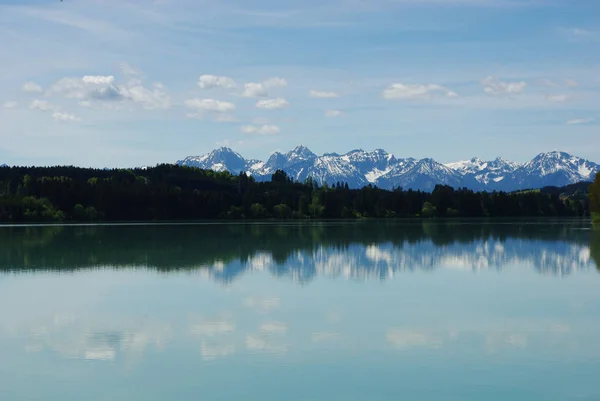 Alpler Bavyera Daki Gölün Yansıması Almanya — Stok fotoğraf