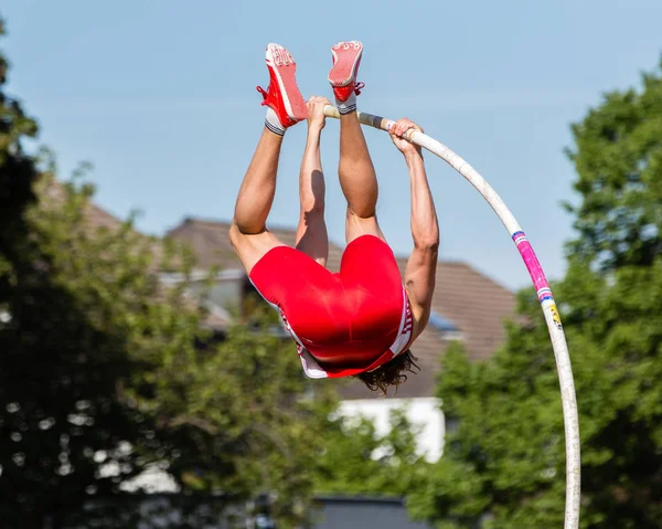 Young Woman Jumping Rope Sky — Stock Photo, Image