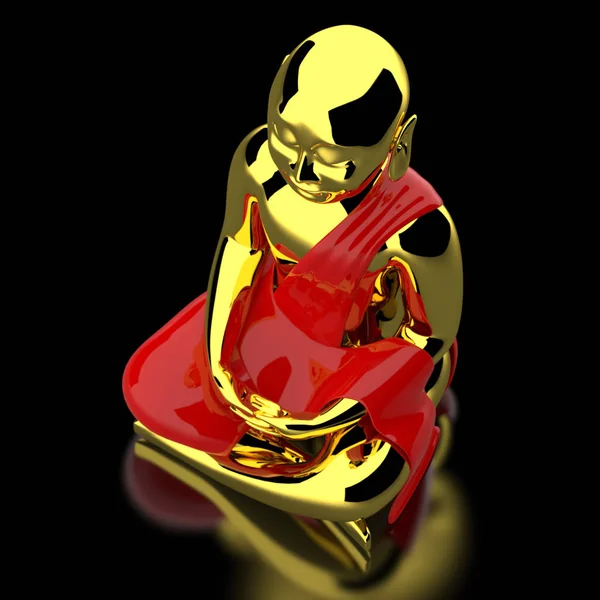 Stor Buddha Svart Guld Röd — Stockfoto