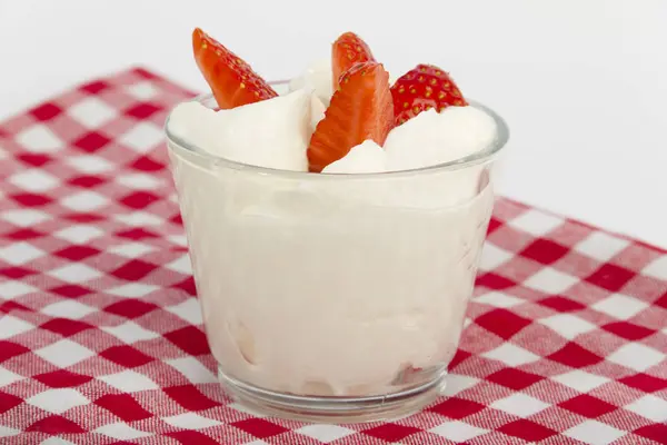 Dessert Mascarpone Quark Dessert Strawberries — Stock Photo, Image
