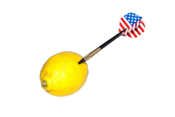 Results Dart American Flag Stuck Lemon — Stock Photo, Image