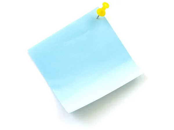 Photo Blue Note Pad Yellow Pin White Background — Stock Photo, Image