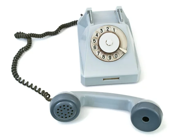 Старий Синій Телефон Білому Тлі — стокове фото