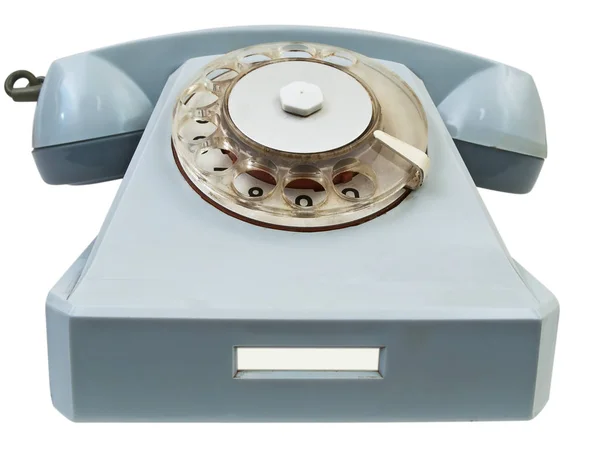 Vieux Téléphone Bleu Sur Fond Blanc — Photo
