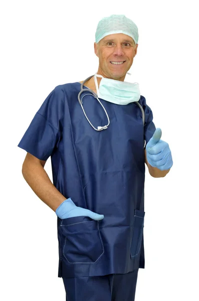 Doctor Uniform Posing Isolated White — Stock Photo, Image