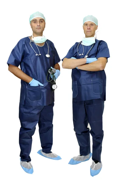 Artsen Team Uniform Geïsoleerd Wit — Stockfoto