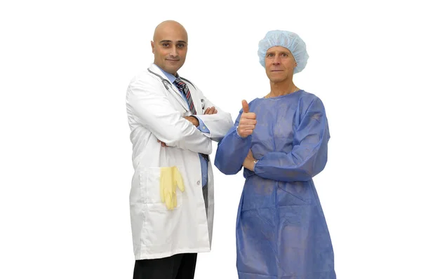 白人に隔離された医師と患者のポーズ — ストック写真