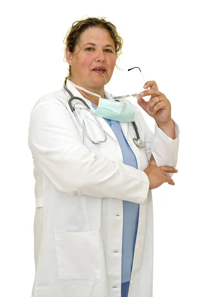 Doctora Aislada Blanco —  Fotos de Stock