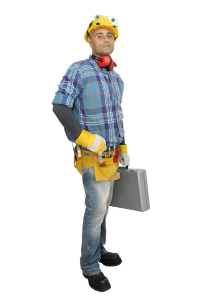 Constructor Worker Isolated White — Stock Photo, Image