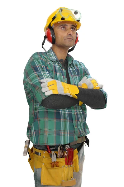 Constructor Worker Isolated White — Stock Photo, Image