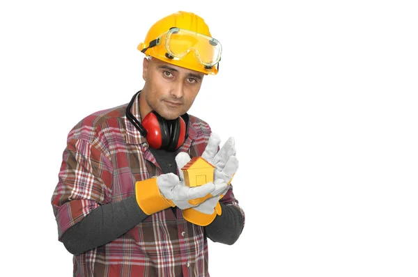 Constructor Worker Isolated White — Stock Photo, Image