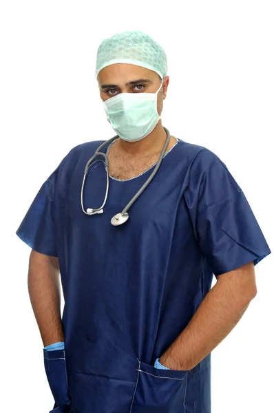 Lekarz Mundurze Odizolowany Bieli — Zdjęcie stockowe