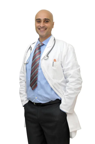 Médico Posando Isolado Branco — Fotografia de Stock