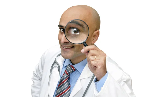 Doctor Magnifier Lens Isolated White — Stock Photo, Image