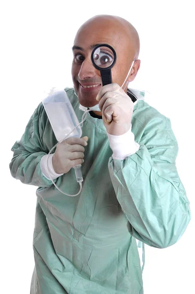 血清と拡大鏡と一致する医師 — ストック写真