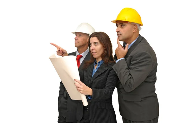 Equipo Ingenieros Aislados Blanco — Foto de Stock