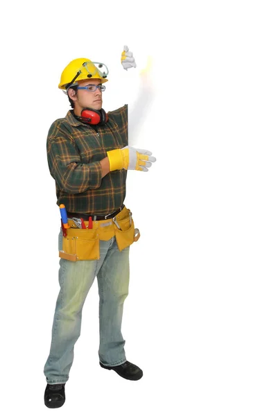 Construction Worker Isolated White — Stock Photo, Image