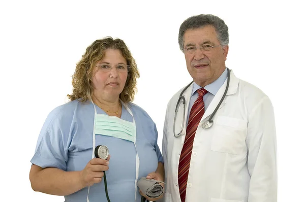 Equipo Médicos Aislados Blanco —  Fotos de Stock