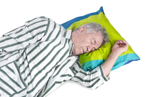 Senior Man Pajamas Isolated White — Stock Photo, Image