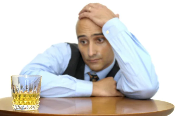 Businessman Looking Glass Alcohol Isolated White — Stock Photo, Image