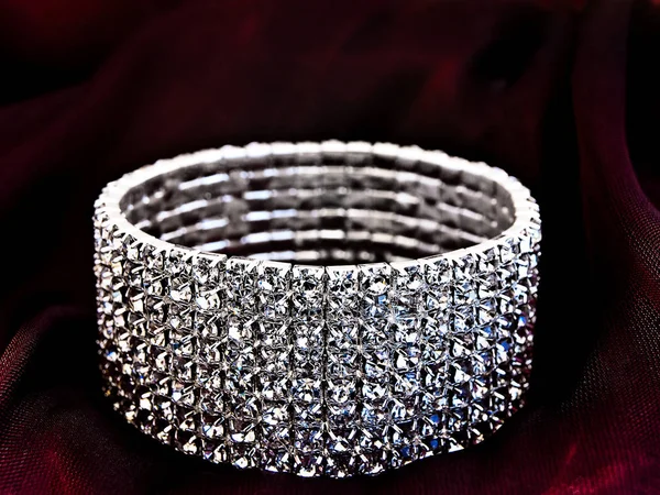 Brilliant Bracelet Dark Textile Royalty Free Stock Images