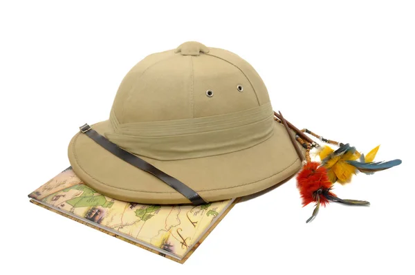 Explorer Hat Diary Isolated White — Stock Photo, Image