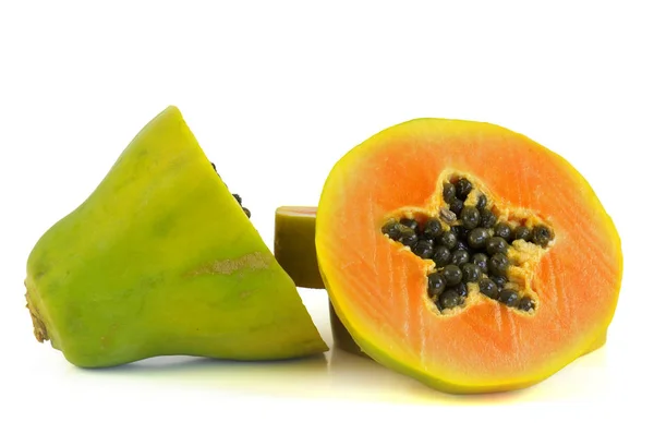 Frutas Papaya Aisladas Blanco — Foto de Stock