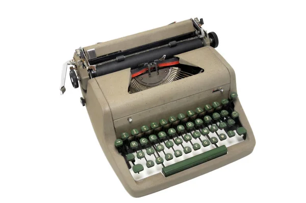 Very Old Typewriter Isolated White — Stok fotoğraf