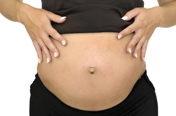 Pregnant Woman Belly Isolated White — Stock Photo, Image