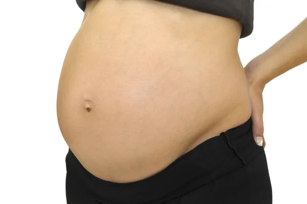 Vientre Mujer Embarazada Aislado Blanco —  Fotos de Stock