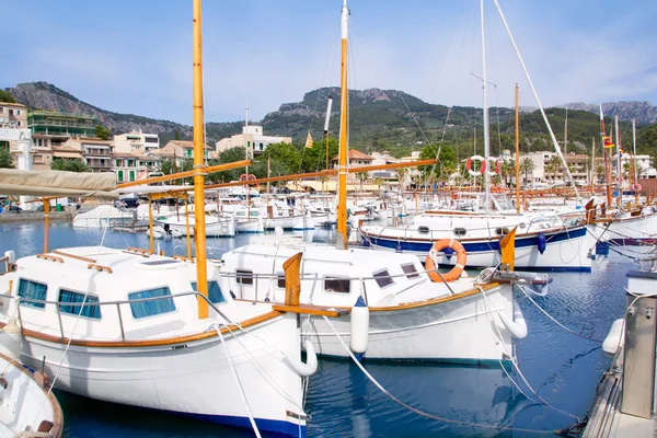 Puerto Soller Λιμάνι Της Μαγιόρκα Lllaut Καΐκια Στο Νησί Των — Φωτογραφία Αρχείου