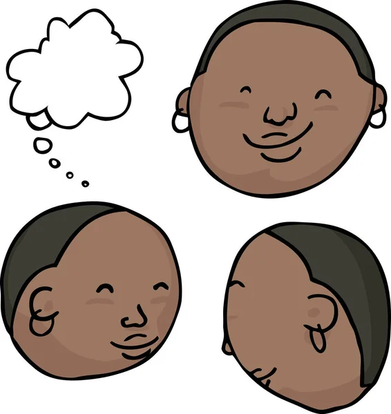 Süße Afrikanische Smiley Gesichter Mit Gedankenblase — Stockfoto