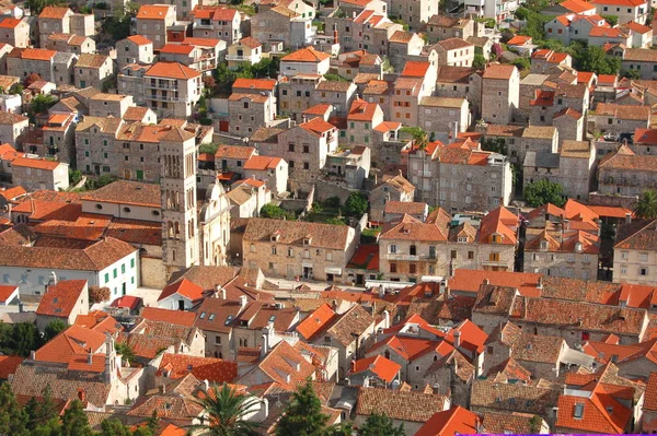 Hırvatistan Eski Hvar Kentinin Panoraması — Stok fotoğraf