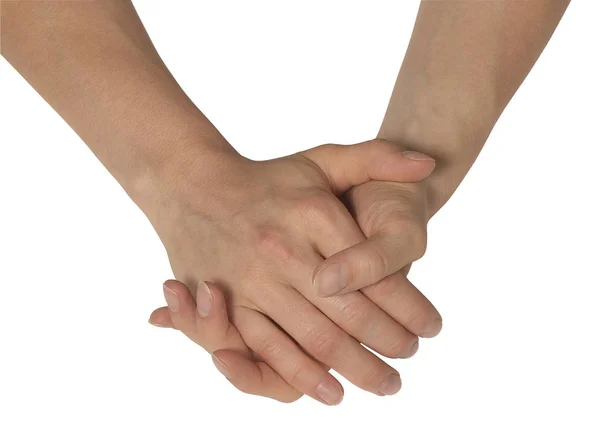 Relaxed Feminine Hands Each Other Cutout Clipping Path — Stock Photo, Image
