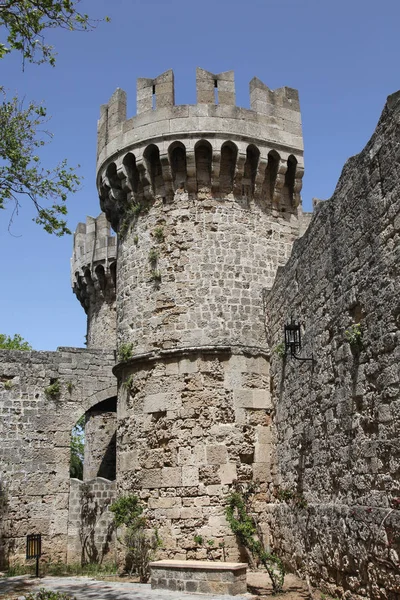 Torre Medieval Casco Antiguo Rhodes Verde — Foto de Stock