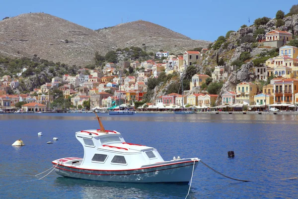 Barco Pesca Porto Symi Greece — Fotografia de Stock