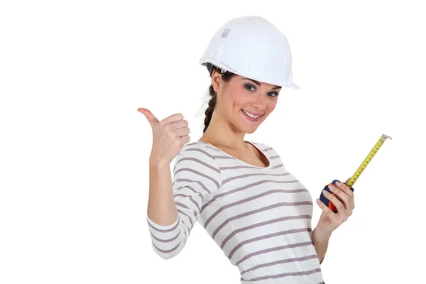 Tradeswoman Giving Thumb — стоковое фото