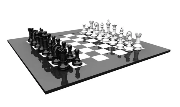 Schachbrett Glänzend Schwarz Gegen Weiß — Stockfoto