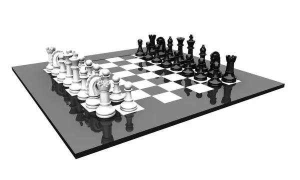 Schachbrett Glänzend Weiß Gegen Schwarz — Stockfoto