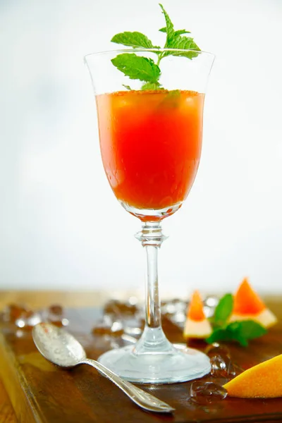 Blood Orange Verfrissend Drankje Een Houten Plank — Stockfoto