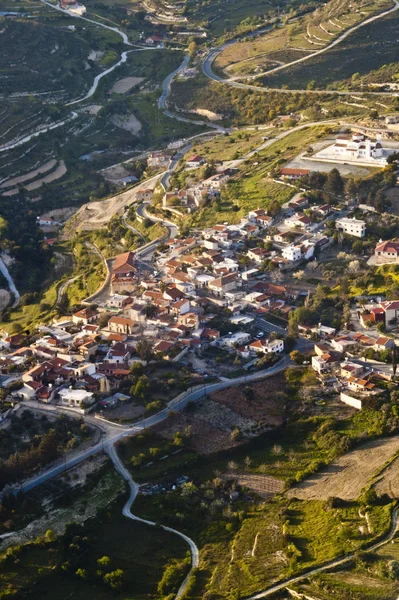 Vista Aérea Del Pueblo Montaña Chipre — Foto de Stock